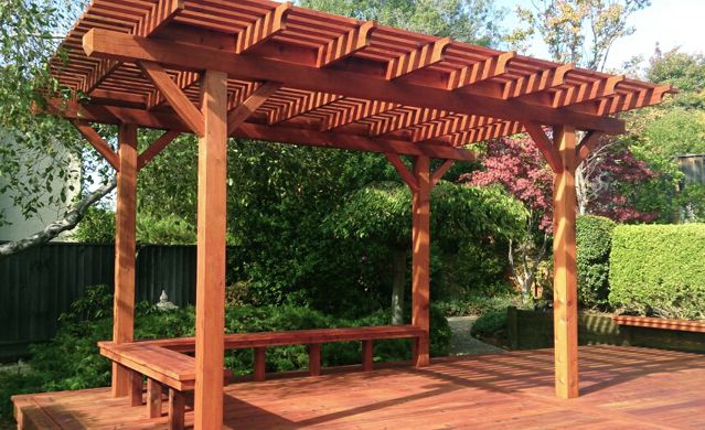 Redwood Bench and Trellis